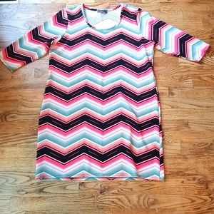 (XL) Pine Zig Zag Pattern Long Top Perfect with Leggings Colorful Fun Whimsical